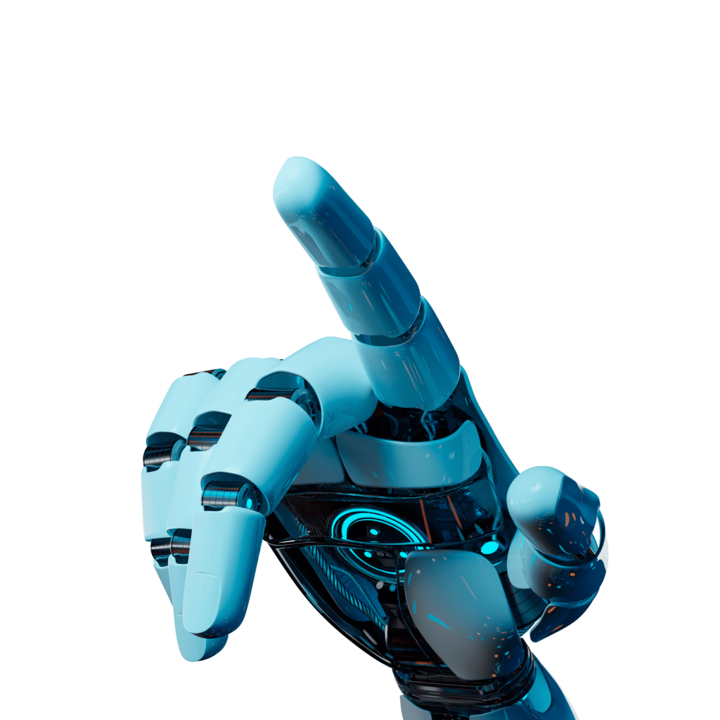 Mano robótica con luz brillante