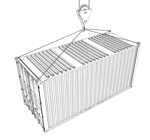 Ilustración de estructura de alambre de contenedor de envío